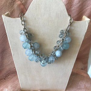 Shades Of Blue Silver Plated Adjustable Plastic Beaded Necklace